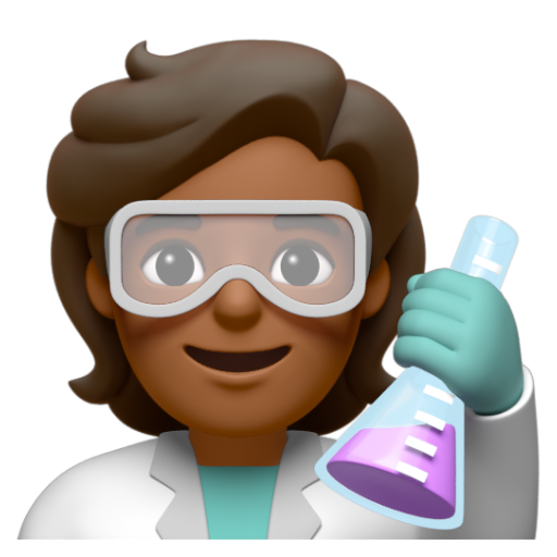 Emoji Nhà khoa học: màu da tối trung bình 🧑🏾‍🔬 dạng 3D