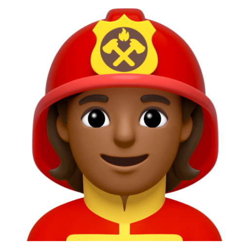 Emoji Lính cứu hỏa: màu da tối trung bình 🧑🏾‍🚒 dạng 3D