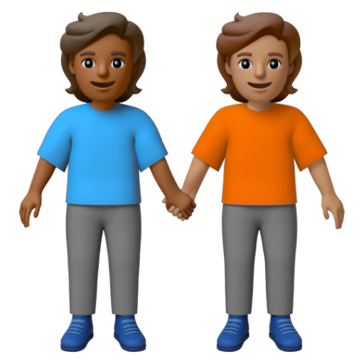 Emoji Hai người nắm tay: màu da tối trung bình, màu da trung bình 🧑🏾‍🤝‍🧑🏽 dạng 3D