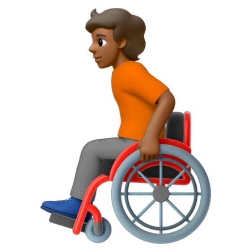 Emoji Người trên xe lăn tay: màu da tối trung bình 🧑🏾‍🦽 dạng 3D