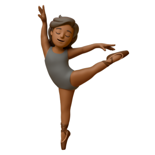 Emoji Vũ công ba lê: màu da tối trung bình 🧑🏾‍🩰 dạng 3D