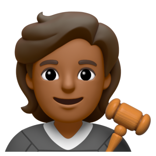 Emoji Thẩm phán: màu da tối trung bình 🧑🏾‍⚖ dạng 3D