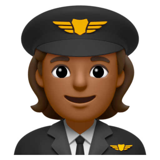 Emoji Phi công: màu da tối trung bình 🧑🏾‍✈ dạng 3D