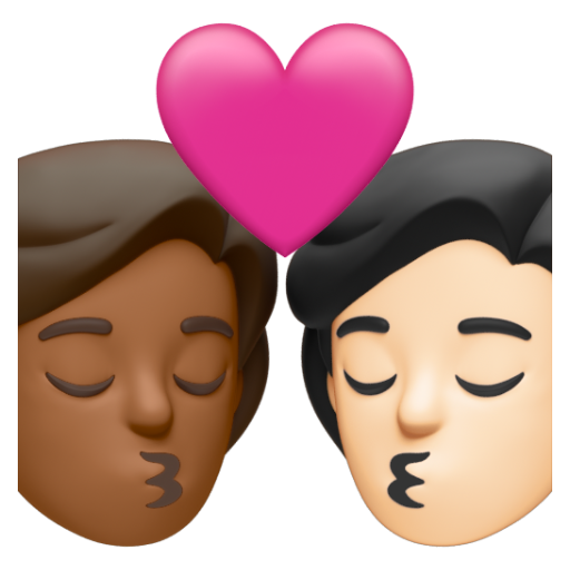 Emoji Nụ hôn: người, người, màu da tối trung bình, màu da sáng 🧑🏾‍❤‍💋‍🧑🏻 dạng 3D