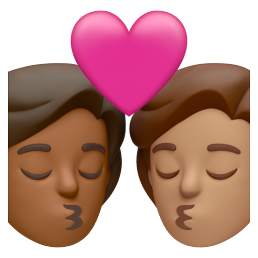 Emoji Nụ hôn: người, người, màu da tối trung bình, màu da trung bình 🧑🏾‍❤‍💋‍🧑🏽 dạng 3D