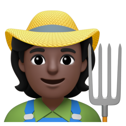 Emoji Nông dân: màu da tối 🧑🏿‍🌾 dạng 3D