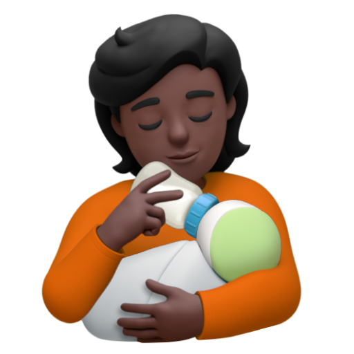 Emoji Người cho em bé bú: màu da tối 🧑🏿‍🍼 dạng 3D