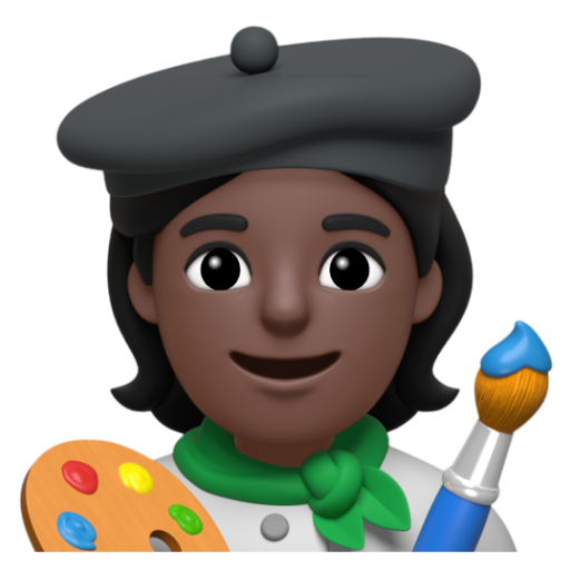 Emoji Họa sĩ: màu da tối 🧑🏿‍🎨 dạng 3D