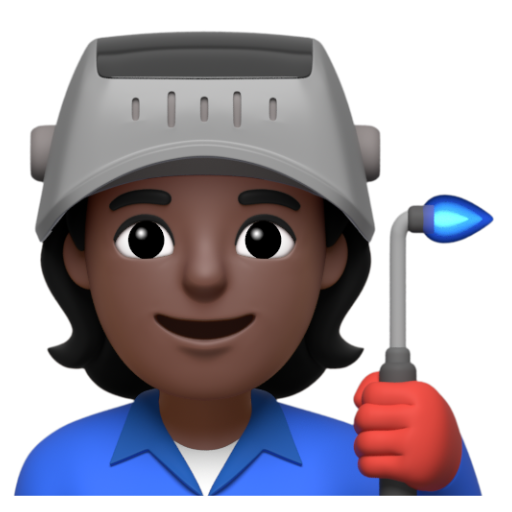 Emoji Công nhân nhà máy: màu da tối 🧑🏿‍🏭 dạng 3D