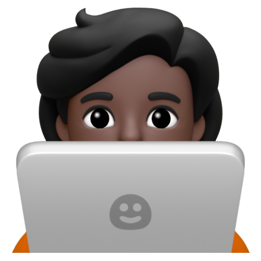 Emoji Kỹ sư công nghệ: màu da tối 🧑🏿‍💻 dạng 3D