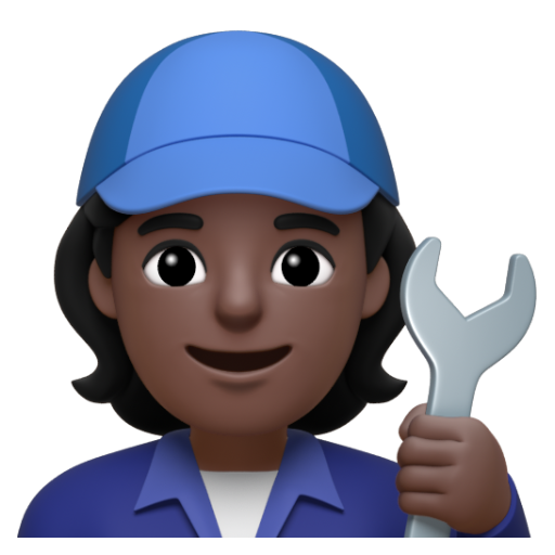 Emoji Thợ máy: màu da tối 🧑🏿‍🔧 dạng 3D