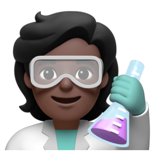 Emoji Nhà khoa học: màu da tối 🧑🏿‍🔬 dạng 3D