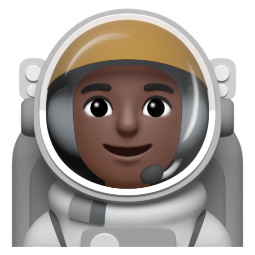Emoji Phi hành gia: màu da tối 🧑🏿‍🚀 dạng 3D