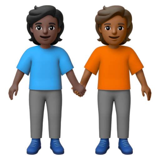 Emoji Hai người nắm tay: màu da tối, màu da tối trung bình 🧑🏿‍🤝‍🧑🏾 dạng 3D