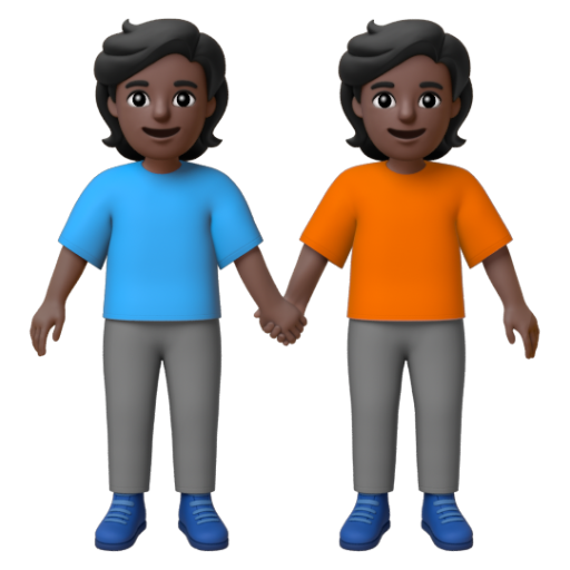 Emoji Hai người nắm tay: màu da tối 🧑🏿‍🤝‍🧑🏿 dạng 3D