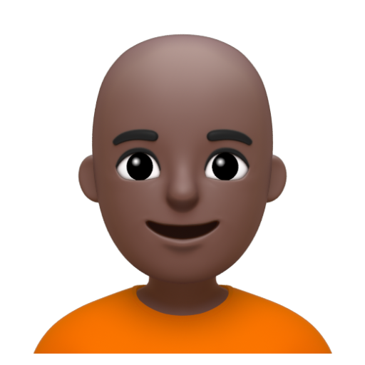 Emoji Người: màu da tối, hói 🧑🏿‍🦲 dạng 3D