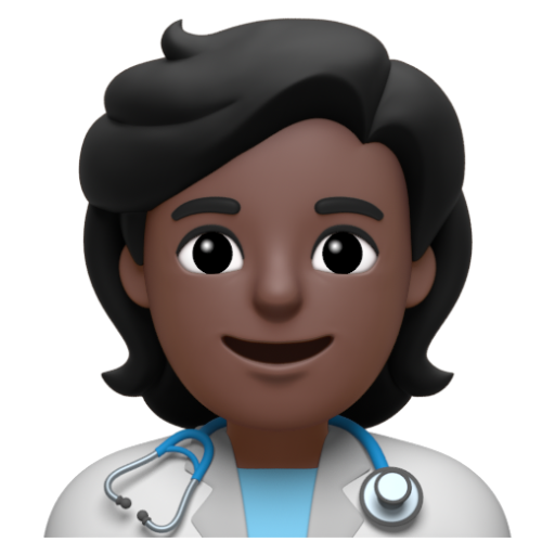 Emoji Nhân viên y tế: màu da tối 🧑🏿‍⚕ dạng 3D