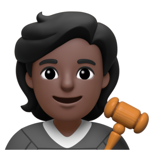 Emoji Thẩm phán: màu da tối 🧑🏿‍⚖ dạng 3D