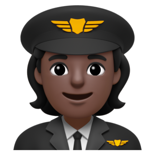 Emoji Phi công: màu da tối 🧑🏿‍✈ dạng 3D