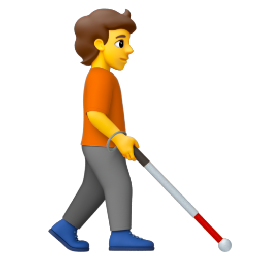 Emoji Người với gậy dò đường: hướng sang phải 🧑‍🦯‍➡ dạng 3D