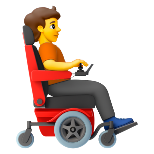 Emoji Người trên xe lăn điện: hướng sang phải 🧑‍🦼‍➡ dạng 3D