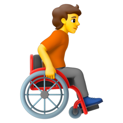 Emoji Người trên xe lăn tay: hướng sang phải 🧑‍🦽‍➡ dạng 3D