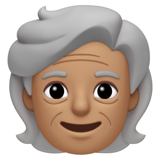 Emoji Người lớn tuổi: màu da trung bình 🧓🏽 dạng 3D