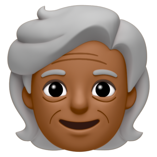 Emoji Người lớn tuổi: màu da tối trung bình 🧓🏾 dạng 3D