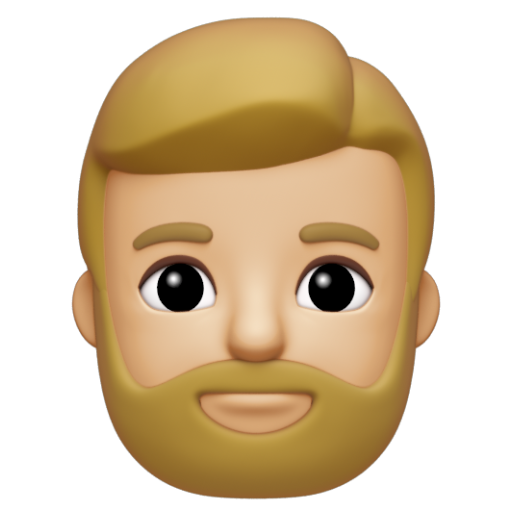 Emoji Người đàn ông có râu: màu da sáng trung bình 🧔🏼‍♂ dạng 3D