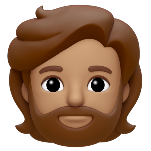 Emoji Người có râu: màu da trung bình 🧔🏽 dạng 3D