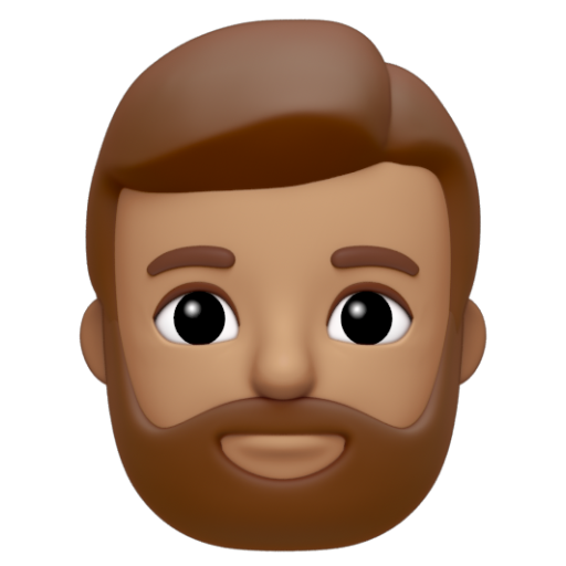 Emoji Người đàn ông có râu: màu da trung bình 🧔🏽‍♂ dạng 3D
