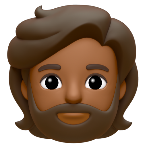 Emoji Người có râu: màu da tối trung bình 🧔🏾 dạng 3D