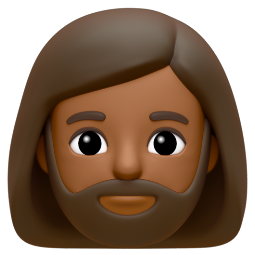 Emoji Người phụ nữ có râu: màu da tối trung bình 🧔🏾‍♀ dạng 3D