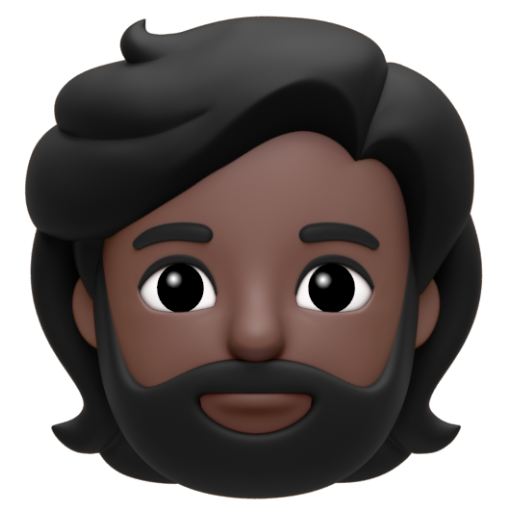 Emoji Người có râu: màu da tối 🧔🏿 dạng 3D