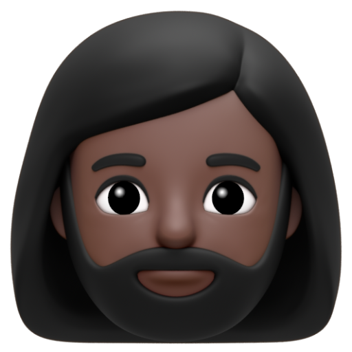 Emoji Người phụ nữ có râu: màu da tối 🧔🏿‍♀ dạng 3D
