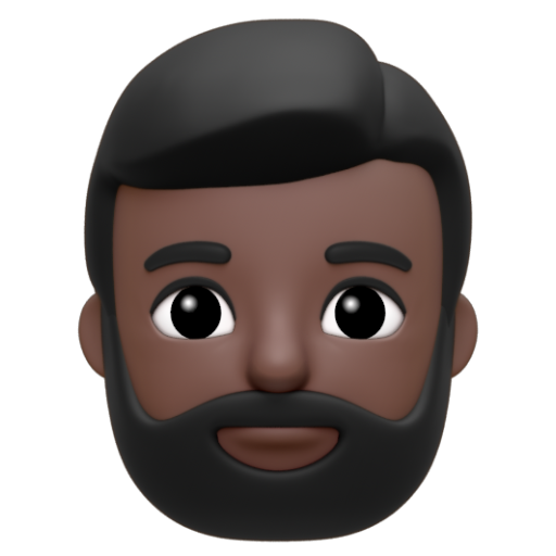 Emoji Người đàn ông có râu: màu da tối 🧔🏿‍♂ dạng 3D