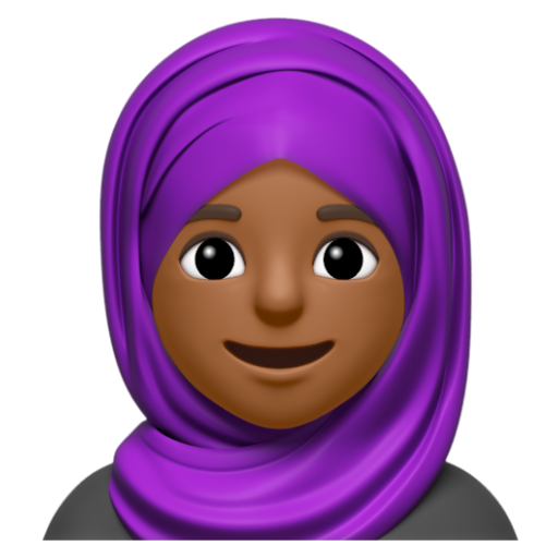 Emoji Người phụ nữ quàng khăn trùm đầu: màu da tối trung bình 🧕🏾 dạng 3D