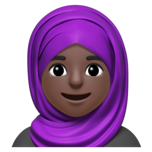 Emoji Người phụ nữ quàng khăn trùm đầu: màu da tối 🧕🏿 dạng 3D