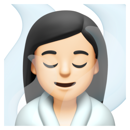 Emoji Người phụ nữ ở trong phòng xông hơi: màu da sáng 🧖🏻‍♀ dạng 3D
