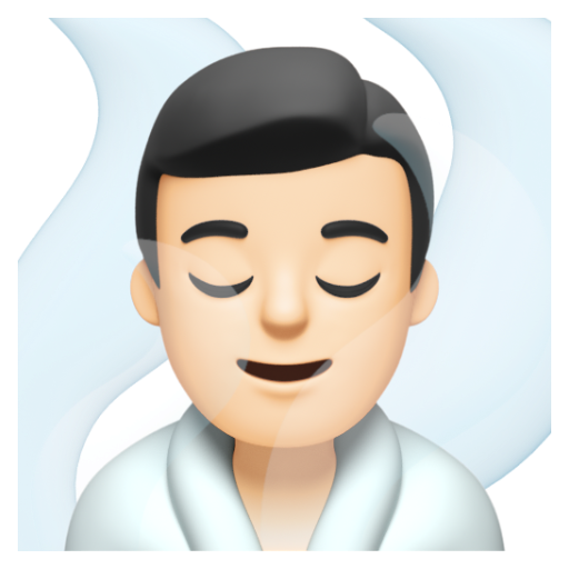 Emoji Người đàn ông ở trong phòng xông hơi: màu da sáng 🧖🏻‍♂ dạng 3D