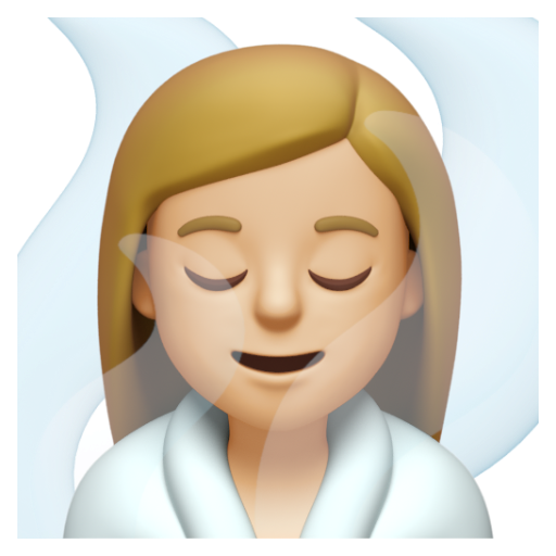 Emoji Người phụ nữ ở trong phòng xông hơi: màu da sáng trung bình 🧖🏼‍♀ dạng 3D