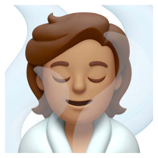 Emoji Người ở trong phòng xông hơi: màu da trung bình 🧖🏽 dạng 3D