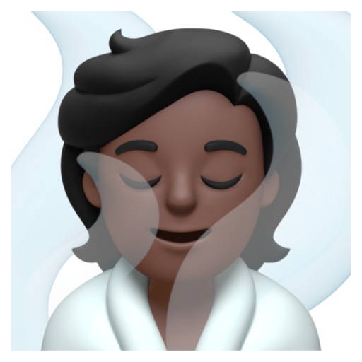 Emoji Người ở trong phòng xông hơi: màu da tối 🧖🏿 dạng 3D
