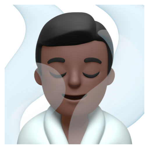 Emoji Người đàn ông ở trong phòng xông hơi: màu da tối 🧖🏿‍♂ dạng 3D