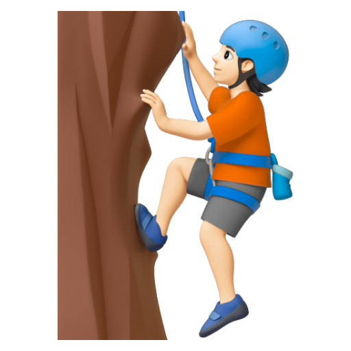 Emoji Người đang leo núi: màu da sáng 🧗🏻 dạng 3D