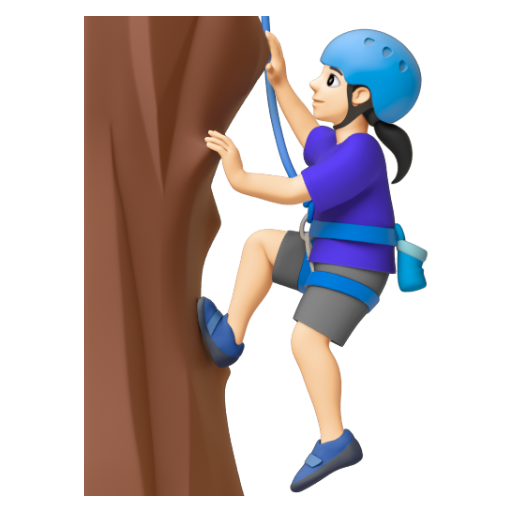 Emoji Người phụ nữ đang leo núi: màu da sáng 🧗🏻‍♀ dạng 3D
