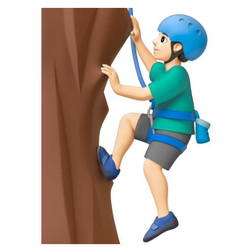 Emoji Người đàn ông đang leo núi: màu da sáng 🧗🏻‍♂ dạng 3D