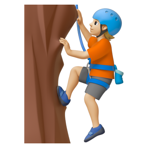 Emoji Người đang leo núi: màu da sáng trung bình 🧗🏼 dạng 3D