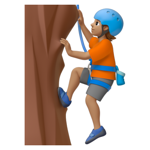 Emoji Người đang leo núi: màu da trung bình 🧗🏽 dạng 3D