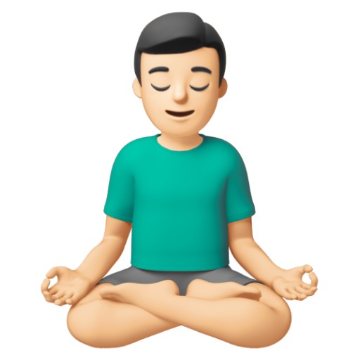 Emoji Người đàn ông ngồi kiết già: màu da sáng 🧘🏻‍♂ dạng 3D